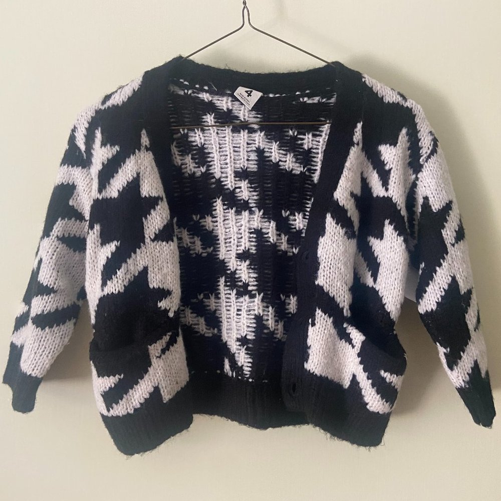 Cropped Houndstooth Cardigan